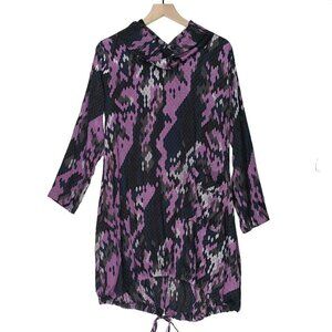 Masai Drawstring Bubble Hem Tunic Dress Lagenlook S‎ Grey Purple Black Artsy